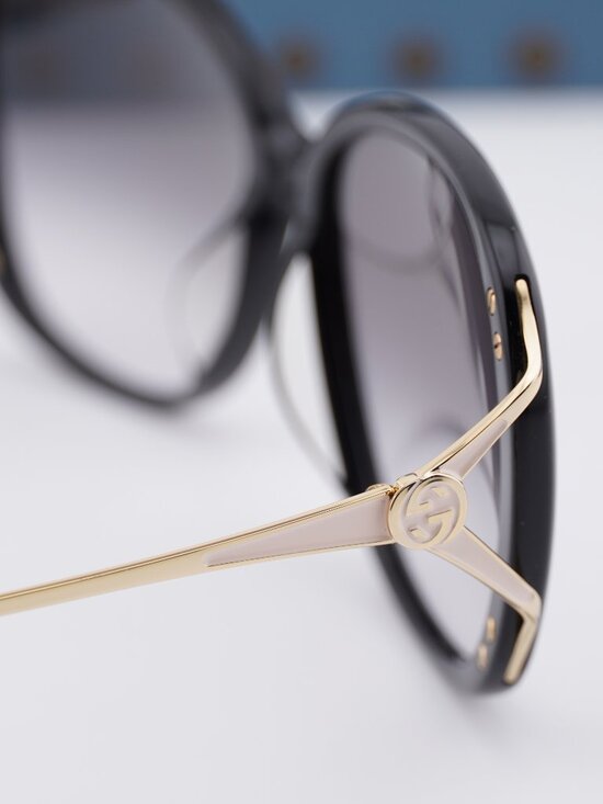 Gucci GG0649SK 001 Butterfly Sunglasses - Black / Grey main image 10
